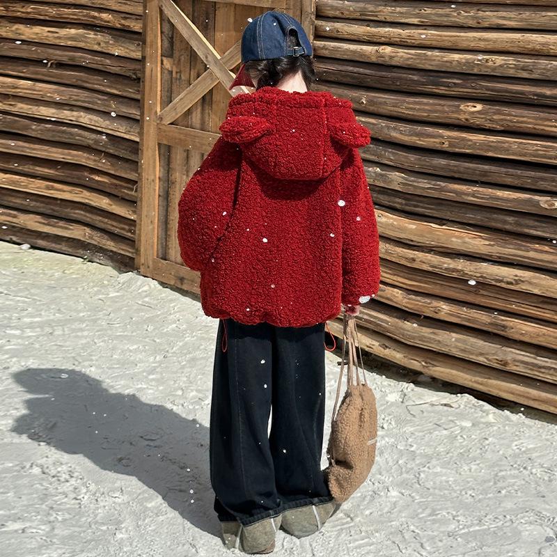 Dziewczęca pikowana kurtka z wełny jagnięcej - Jesień/Zima 2025, Modna i pogrubiona dla dzieci w wieku średnim i starszym