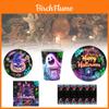 Halloween Glow In The Dark Disposable Tableware Set For 12 With Plates Cups Napkins And Tablecloth