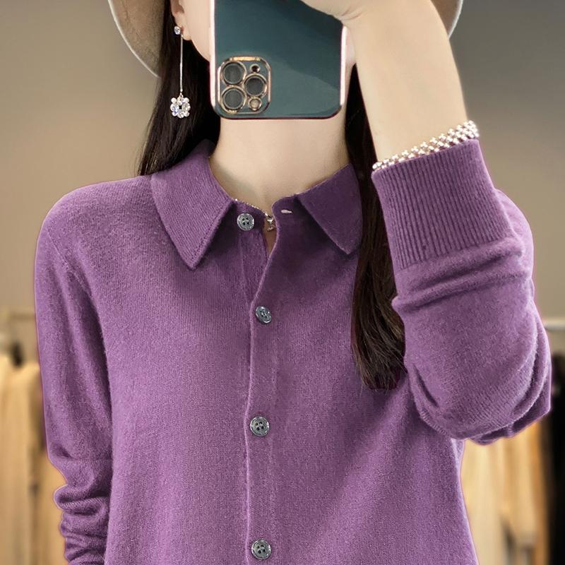 Women's Cashmere Cardigan Qinghe Cashmere 30% Cashmere 70% Wool Women's Autumn and Winter Cashmere Cardigan Soft and Warm