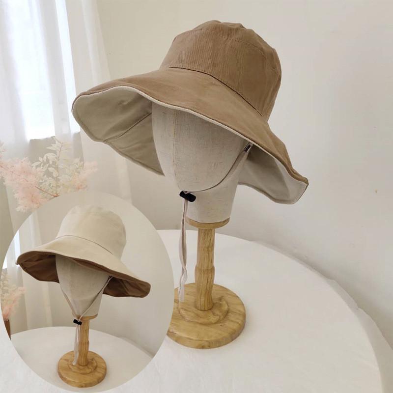 Популярная двусторонняя шляпа рыбака Женская тонкая дышащая солнцезащитная шляпа от солнца Корейская версия Весна Лето Шляпа от солнца с большими полями Стильная Khaki Beige