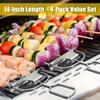 Stainless Steel BBQ Kebab Skewer with Slider Reusable Barbecue Skewers Easy Release Meat for Outdoor Grilling Camping Picnic