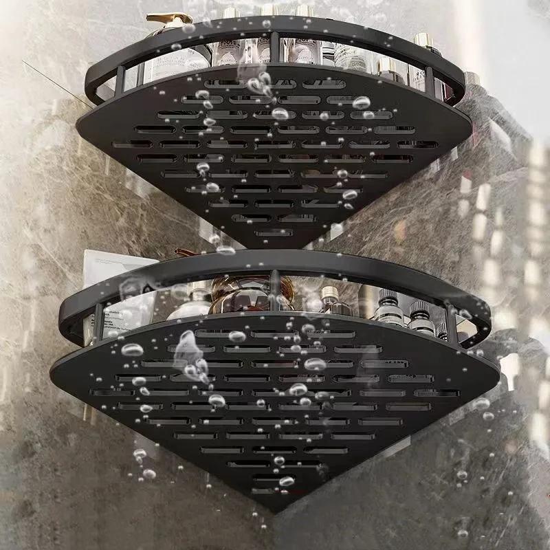 No Drill Wall Mount Bathroom Storage Shelf Corner Shower Rack Organizer with Adhesive