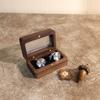 Double Slot Wooden Ring Box Rectangular Jewelry Ring Holder Black Walnut Cufflinks Box  Couples