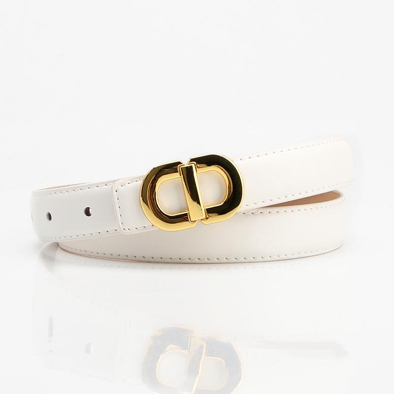 Women's Versatile Fashion Leather Belt with Alloy Buckle for Dresses, Suits, and Pants