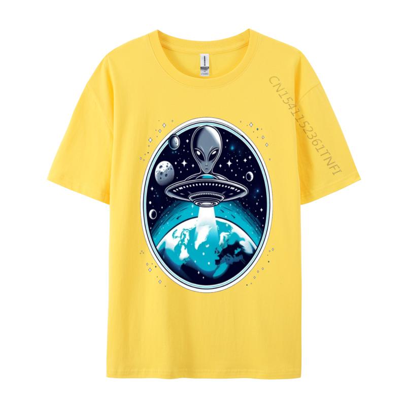 Grey Aliens In A Ufo TShirt T Shirt Brand Custom Cotton Men Tees Casual Loose TeeShirt Man Top Tshirts