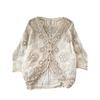 K-style V Neck Retro Lace Coat Top Lace