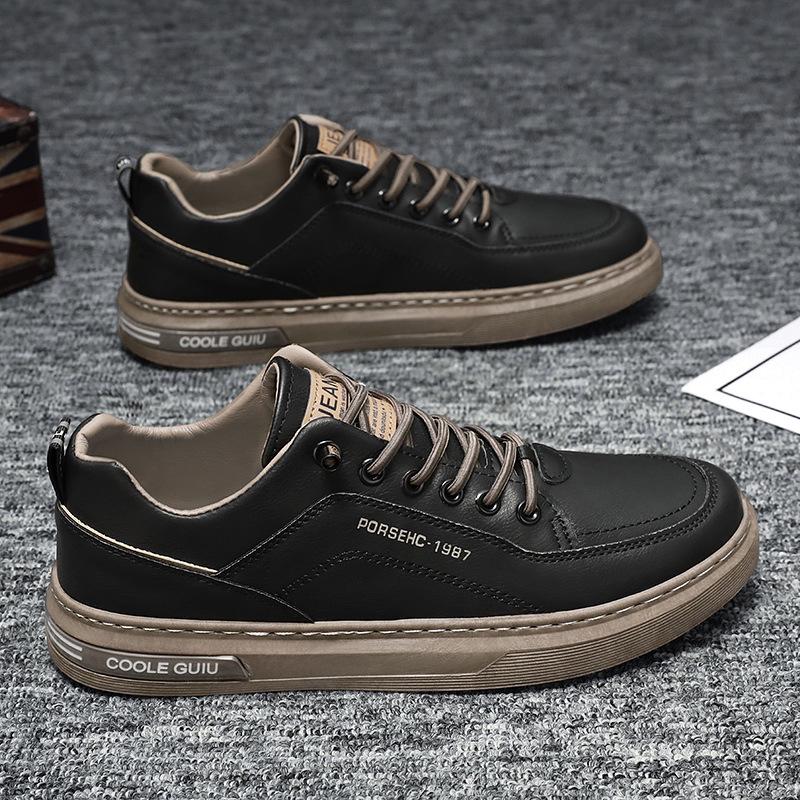 Men's Trendy Summer White Waterproof Leather Sneakers - Breathable, Casual, All-Match Low-Top Design