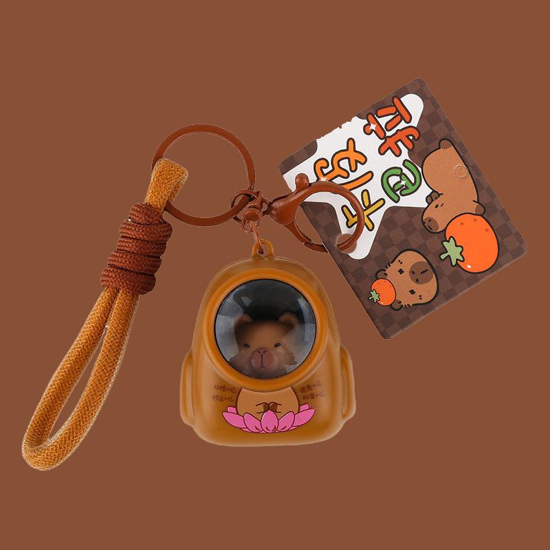 Capybara Schoolbag Light-Up Keychain Cartoon PVC Glow-in-the-Dark DIY Bag Charm Cute Children's Small Gift