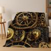 Mechanical Gear Punk Flannel Blanket Soft Warm Throw Blanket for Hom Bed Bedroom Living Room Office Travel Camping Picnic Gift