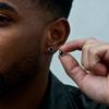 Hiphop Enamel Stud Earrings for Men Boys,Blue Black Stone Irregular Metal Piercing Stud Earring,Simple Unisex Chic Jewelry Gift
