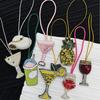 Copa de Vino de Piña con Cuentas Bebida Cuerda Colgante Parche Lanyard Parche Aplicación