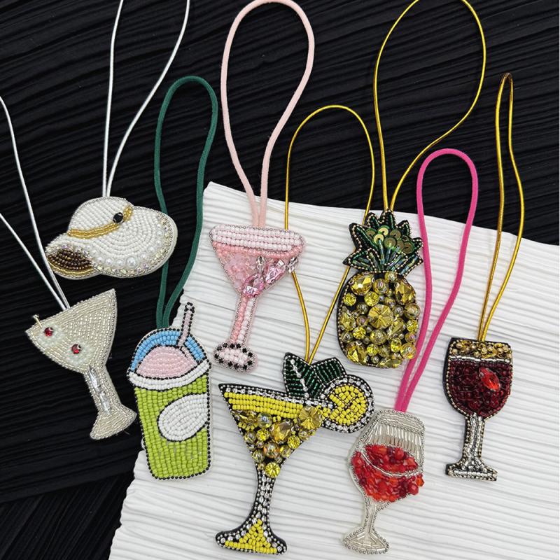 Copa de Vino de Piña con Cuentas Bebida Cuerda Colgante Parche Lanyard Parche Aplicación