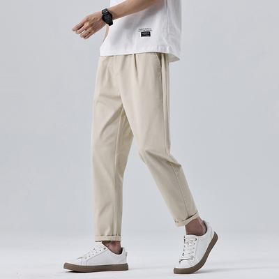 Spring and Summer Thin Conical Light Business Casual Pants Men's Small Trousers Versatile Cropped Pants Men