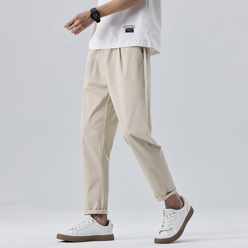Spring and Summer Thin Conical Light Business Casual Pants Men's Small Trousers Versatile Cropped Pants Men