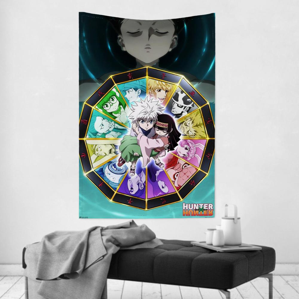 Tapisserie Anime Hunter X Hunter Tissu Mural Pratique Accrochage de Fête Polyvalent pour la Décoration de Chambre Idéal pour les Chambres Espaces Familiaux