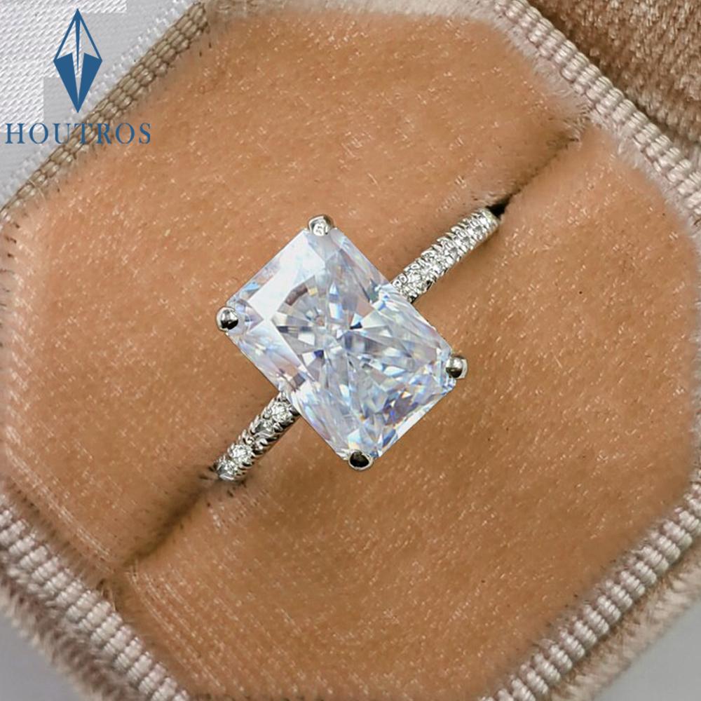1/2/3/4CT Radiant Cut Moissanite Engagement Ring GRA Certified CopperHalo Diamond Wedding Bands for Women Jewelry