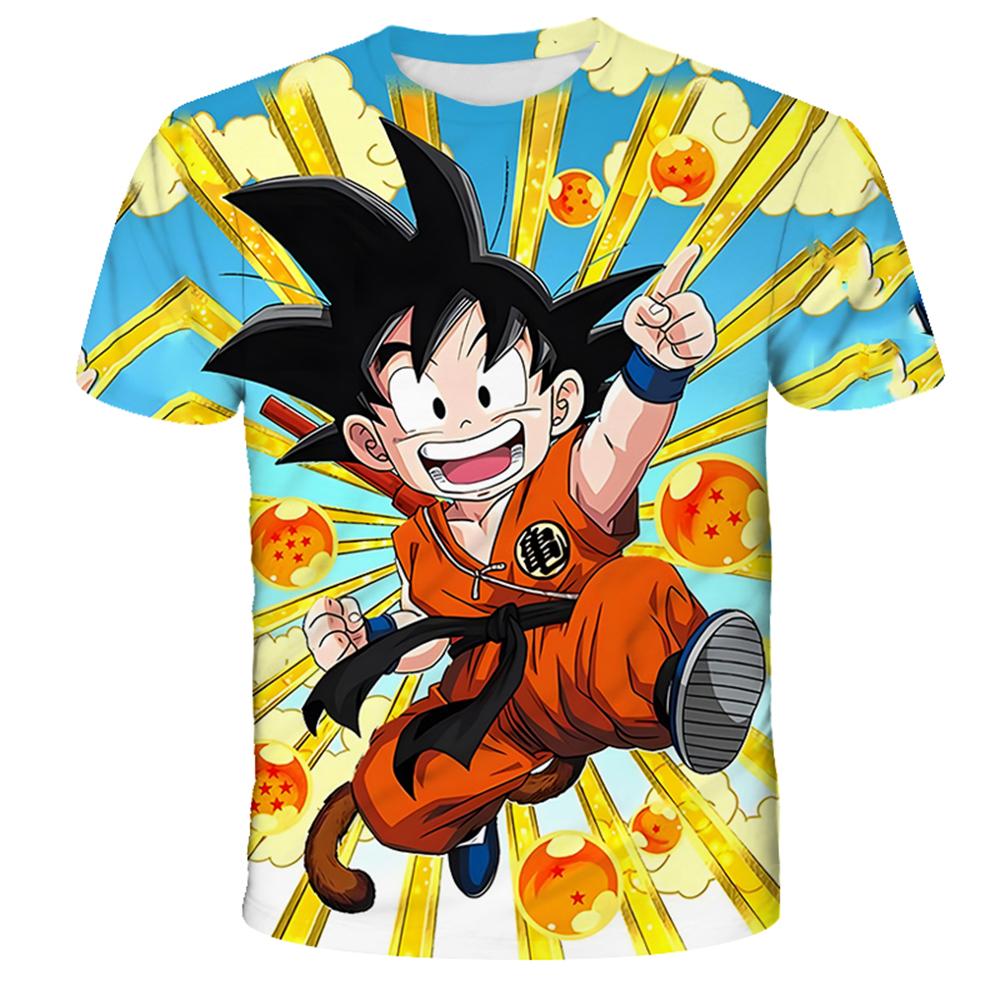 Летняя Мода Аниме Dragon Ball Сон Гоку 3D Печать Детская Повседневная Футболка Мальчики Девочки 100
