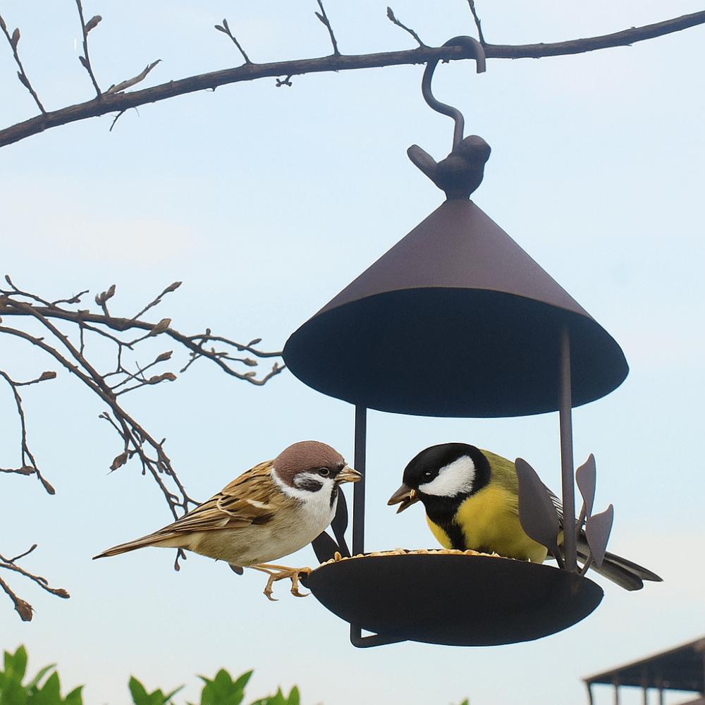 Rainproof Bird Food Dispenser Windproof Bird Feeding Dish Garden Decor Bird Water Bowl Yard