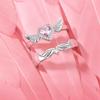 2Pcs Pink Heart Zircon Rings for Couple Gold Plated Angel Wing Ring Eternity Forever Love Fine Jewelry Wedding Gift