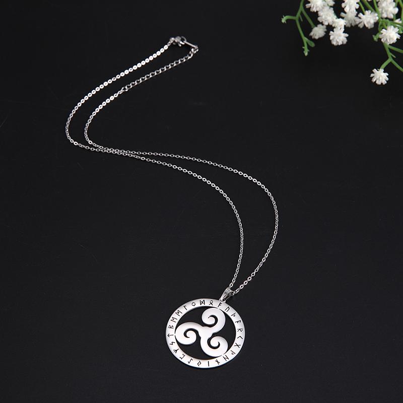 LIKGREAT Nerezová ocel Triskele Triskelion Náhrdelník Viking Runy Přívěsek Náhrdelník Severský Valknut Šperky Spirální Amulet