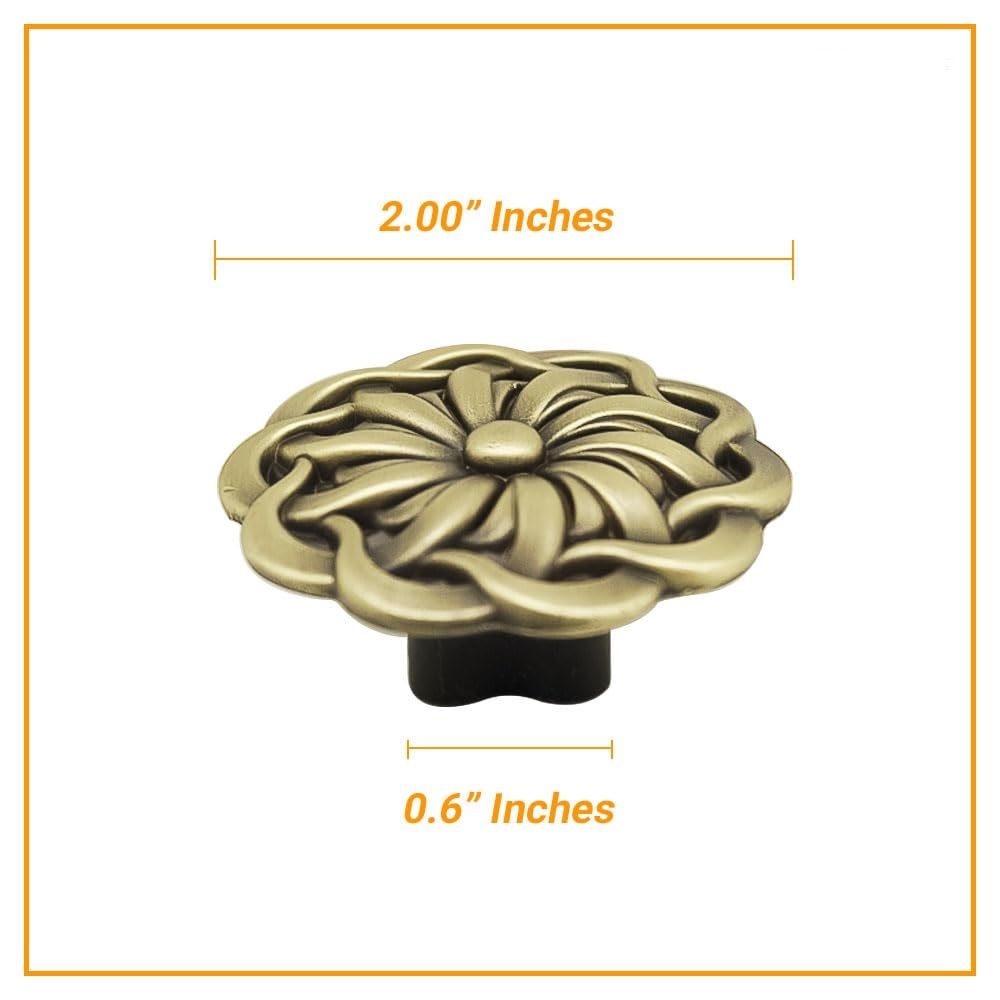 Antique Brass Cabinet Knob/Wardrobe Door Knobs/Cupboard Drawer Pull Handle/Kitchen Drawer Knob (Knob_Antique, 4 Pcs)