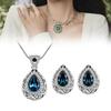 Teardrop Necklace Shaped Earrings Alloy Jewelry Set Women Fashion Gift Blue