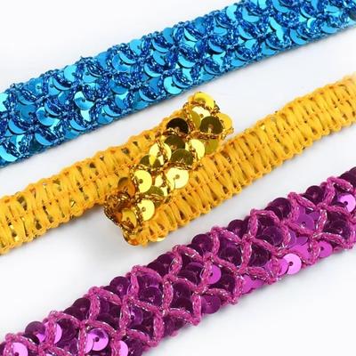 DIY Sequin Lace Trim Nylon 2cm Wide Braided Ribbons Decoration Applique for Dance Dress Clothes