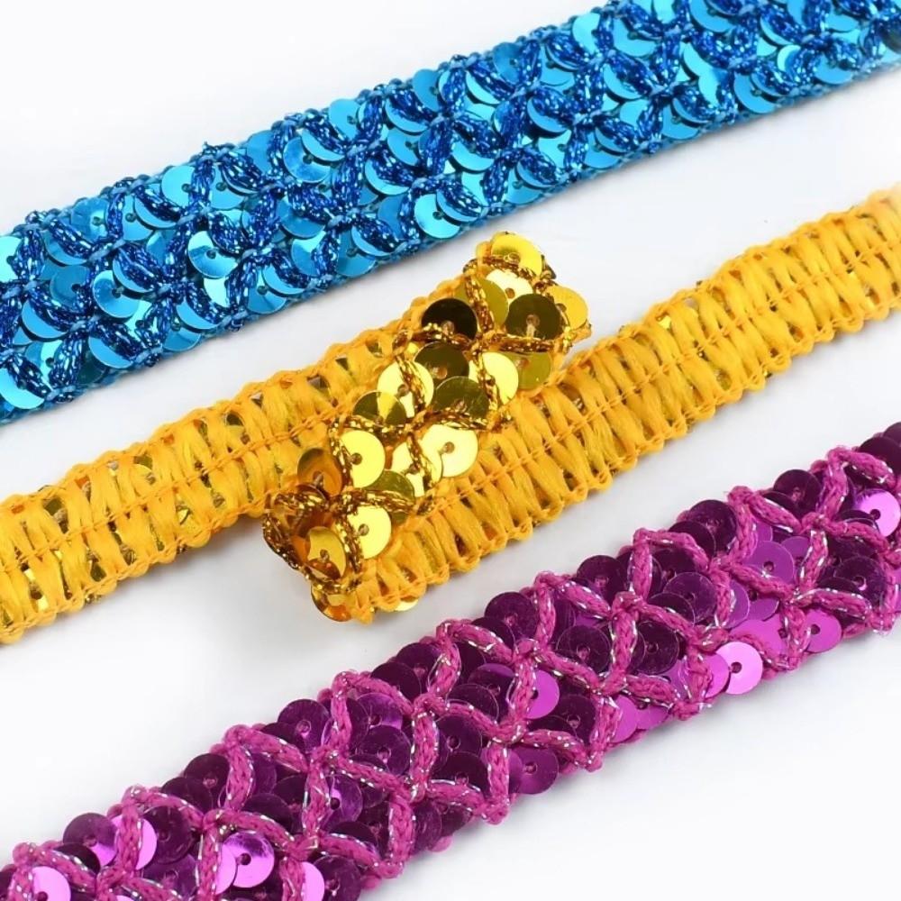 Sequin Lace Trim 2cm Wide Decoration Applique Fashion Braided Ribbons  for Dance Dress Clothes
