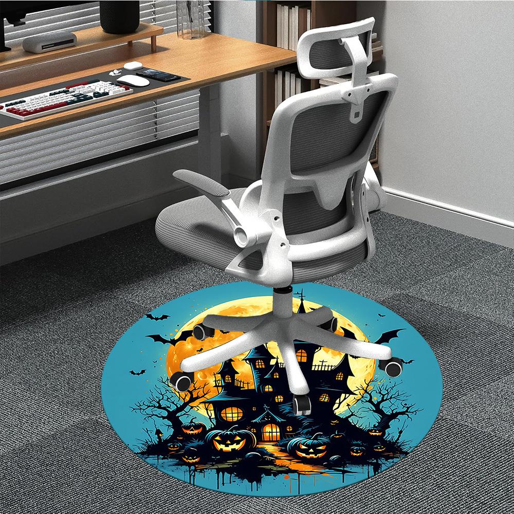 1pc Halloween Haunted Office Round Area Rug, Under Office Chairs Bedroom Living Room Home Decor, Room Deco, Available in Various Sizes