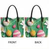  Easter Flower Print Tote Bag Casual Large Capacity Handbag for Daily Shopping Travel