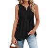 Women's Fashionable  V-neck Loose Casual Pleated Sleeveless Vest Top