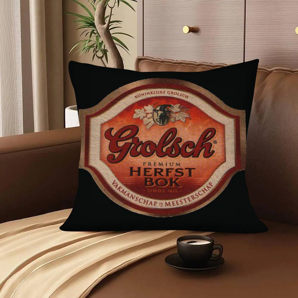 1Pc Grolsch Lager Beer Pillow Case Fashion Square Pillowcase Bedroom Sofa Room Ins Decoration Leisure
