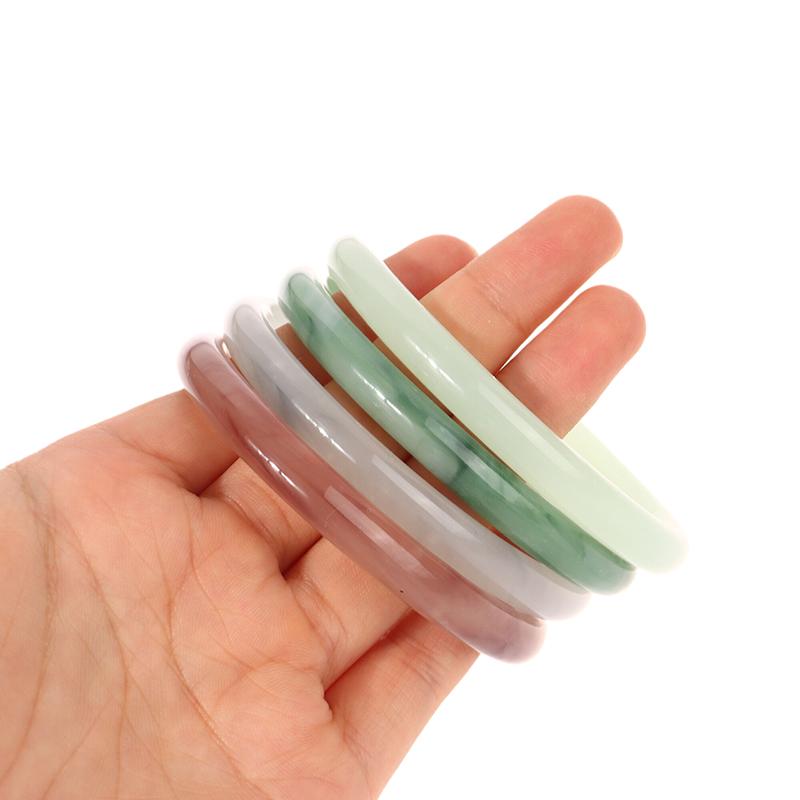 1Pcs Imitation Natural Jade Solid Color Bangles Vintage Palace Simple Glass Bracelet Chinese Style Ancient Jewelry