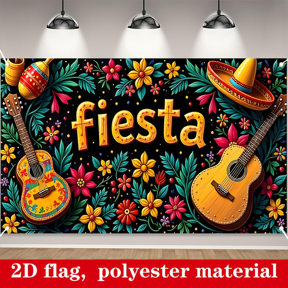 2D Flat Banner, [Colorful Decorations] Vibrant Mexican Carnival Banner - Polyester Party Decoration