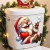 Creative Santa Claus Smoking Toilet Wall Sticker – Festive Flat Decoration