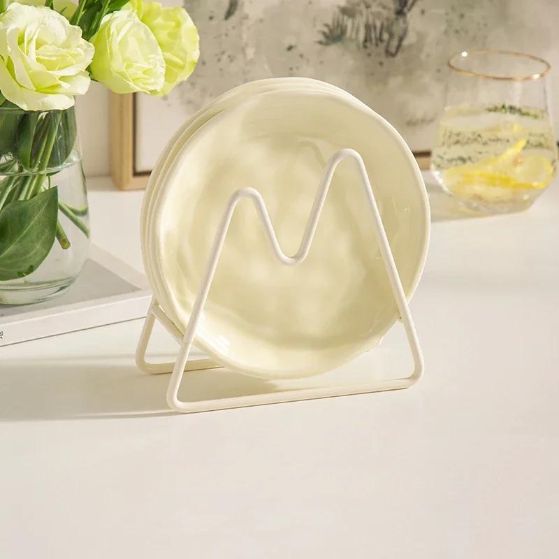 Cream Luxury Plate Bone Dish Household Food Grade Ceramic Snack Cake Dining Table Storage Decoration Ins