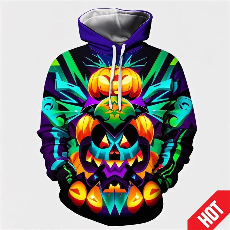Autumn 3D Fun Pumpkin Pattern Printed Hoodies Fashionable Casual Sports Long Sleeved Men's Hooded Sweatshirts