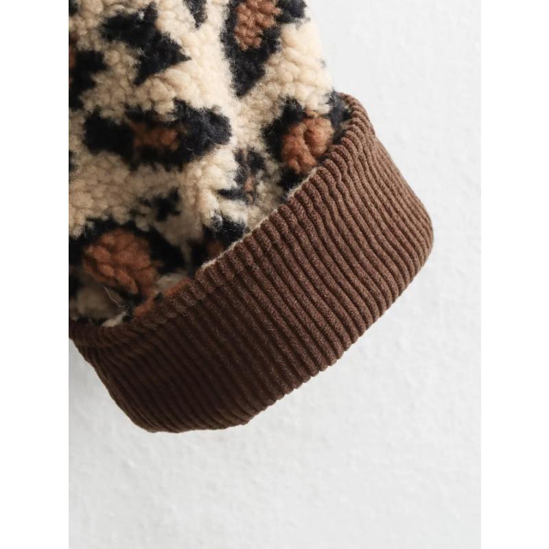 DAFIFY Damenmode Lässig Leopardenmuster Herbst Winter Langarm V-Ausschnitt Jacken & Mäntel