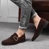 Men Loafers Suede Leather Slip On Shoes Comfortable Breathable Driving Shoes Square Toe Wear -Resistant Peas Shoes Big Size