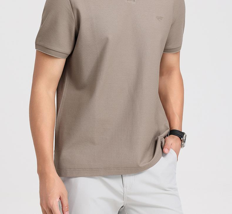 [Smooth and Breathable] Langdeng Men's Summer Mulberry Silk Bead Seagull Collar Polo Shirt
