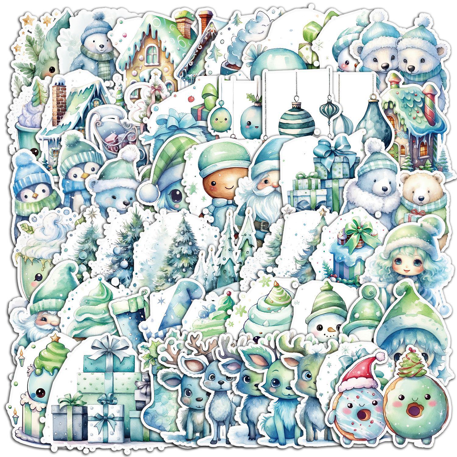 

50/100 Christmas Ice & Snow Waterproof Stickers for Water Bottles & Computers