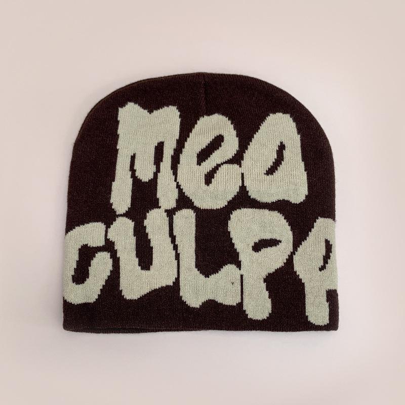 Cross-Border Wind Letter Jacquard Knitted Hat For Men And Women, Warm Contrasting Color, Hip-Hop Street Pullover Hat