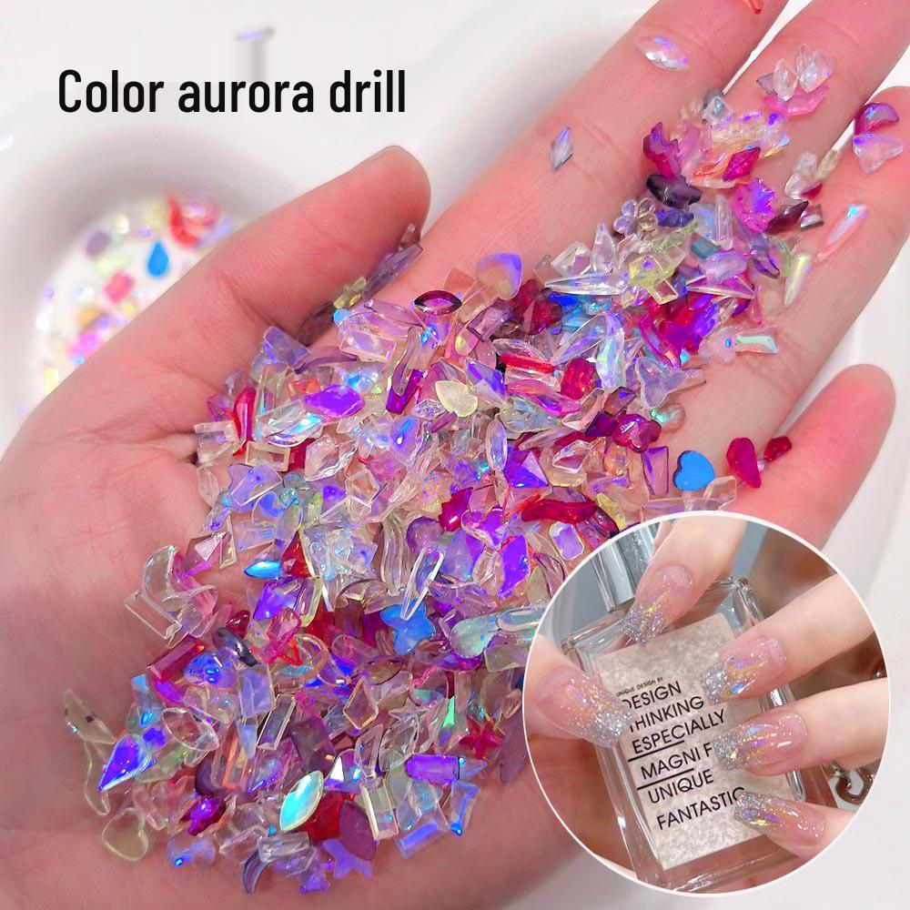 100 Pcs Temperature-Changing Aurora Diamond Nail Art Accessories