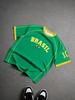 Vintage Brazil Football T-Shirt Green,Summer,Streetwear,Vacation,American BRASIL 10 Number Print Men's Women's Graphic Fashion Sports Tops