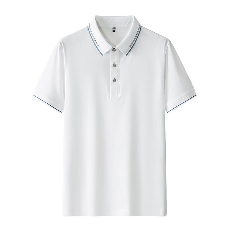 

Summer Solid Color Men s Short Sleeved T-shirt Thin Business Lapel Men s Polo Shirt XL білий