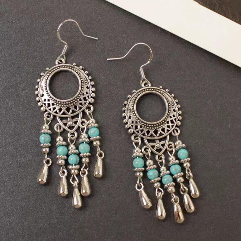 Bohemian Ethnic Teardrop Earrings: Retro, Fashionable & Versatile for Travel and Streetwear