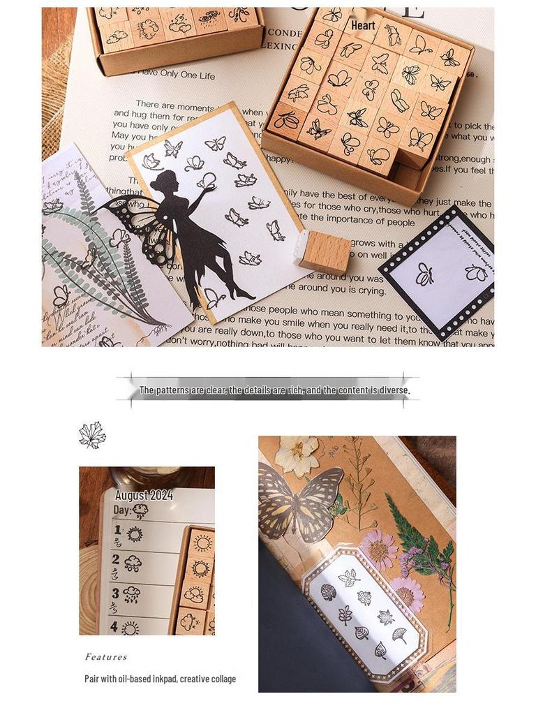 Colorful Butterfly Wooden Stamp for Kids' Diaries