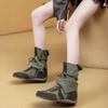 Small heightening platform boots leather short boots retro outdoor tooling wasteland boxing Martin boots