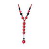 GEMCHIC Collana a Maglia Rossa con Perline Etniche da Donna Catena Lunga con Ciondolo Vintage Moda Boho Gioiello Statement Regalo