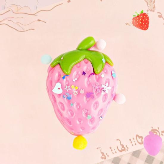 Strawberry Squeeze Toy with Sequins Realistic Strawberry Shape Stress Ball Slow Rebound Simulation Fruit Sensory Fidget Toy